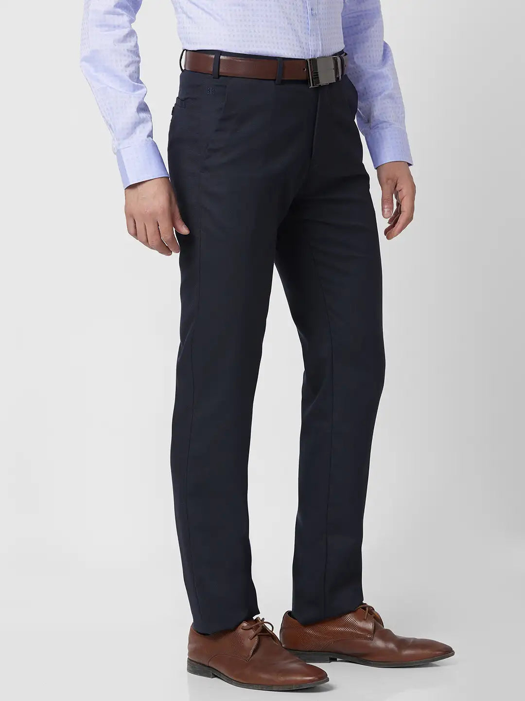 Raymond Men Grey Structure Slim Fit Polyester Blend Trouser