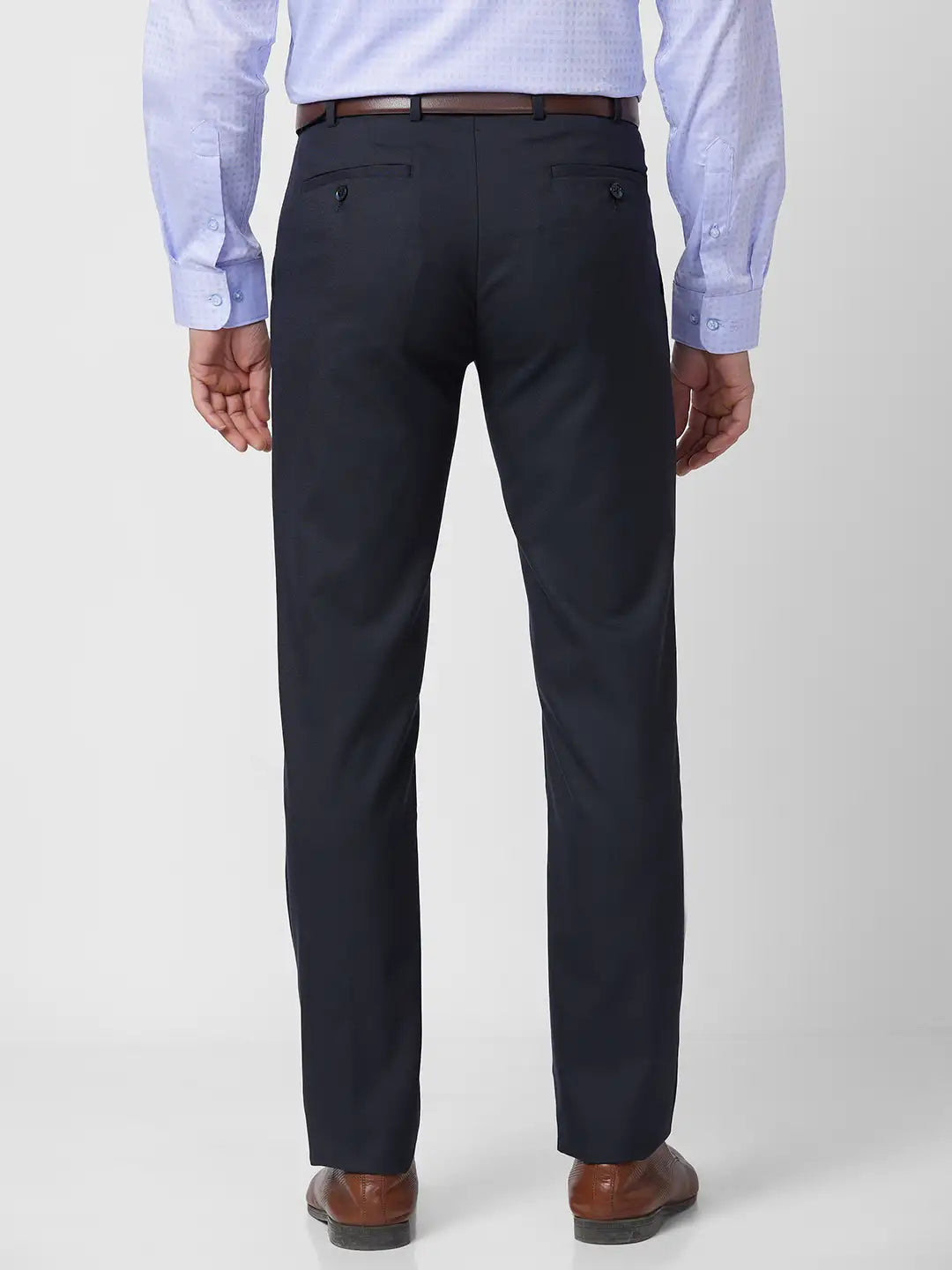 Raymond Men Grey Structure Slim Fit Polyester Blend Trouser
