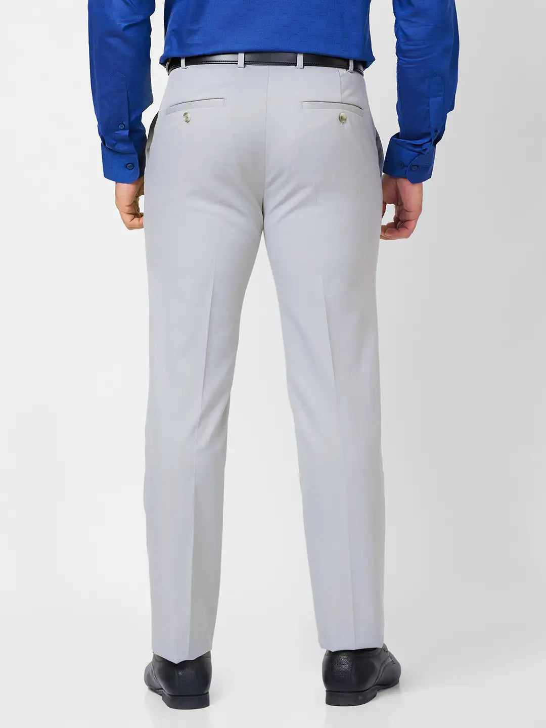 Raymond Men Grey Structure Slim Fit Polyester Blend Trouser MyRaymond