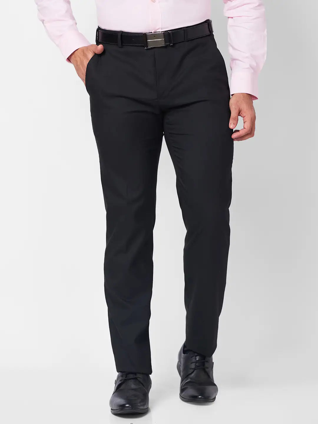 Raymond Men Brown Structure Slim Fit Polyester Blend Trouser