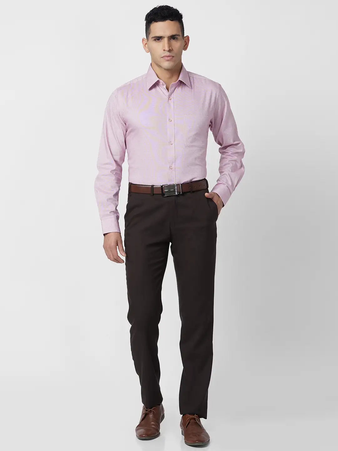 Raymond Men Grey Checks Slim Fit Polyester Blend Trouser