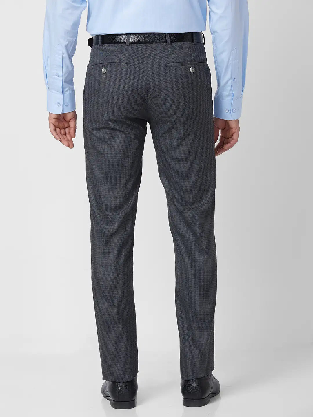 Raymond Men Grey Checks Slim Fit Polyester Blend Trouser