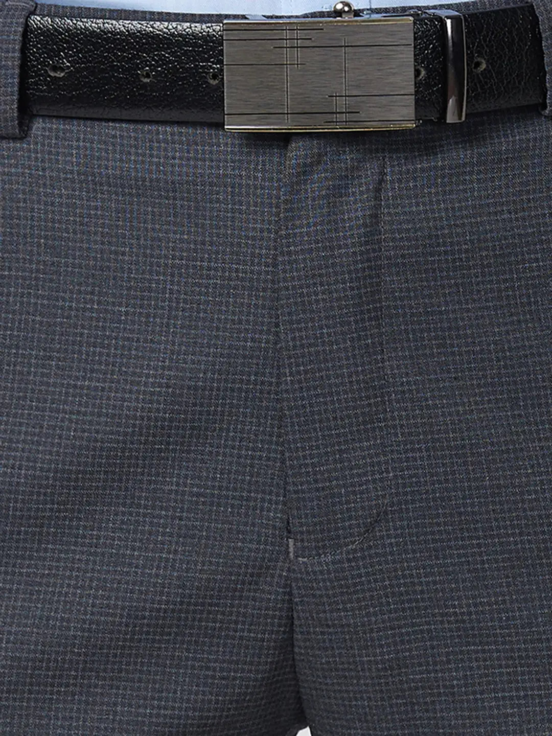 Raymond Men Grey Checks Slim Fit Polyester Blend Trouser