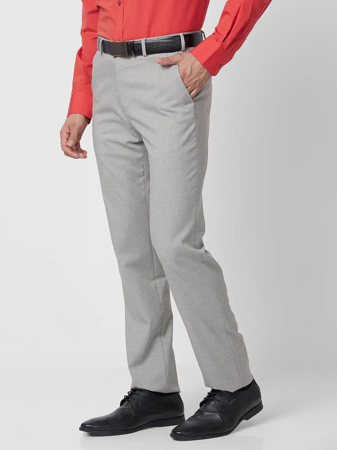 Raymond Men Blue Structure Slim Fit Polyester Blend Trouser