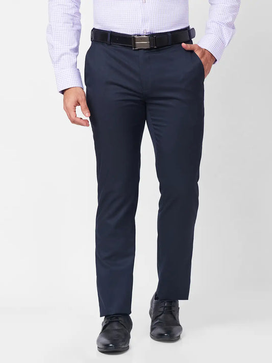 Raymond Men Black Structure Slim Fit Polyester Blend Trouser