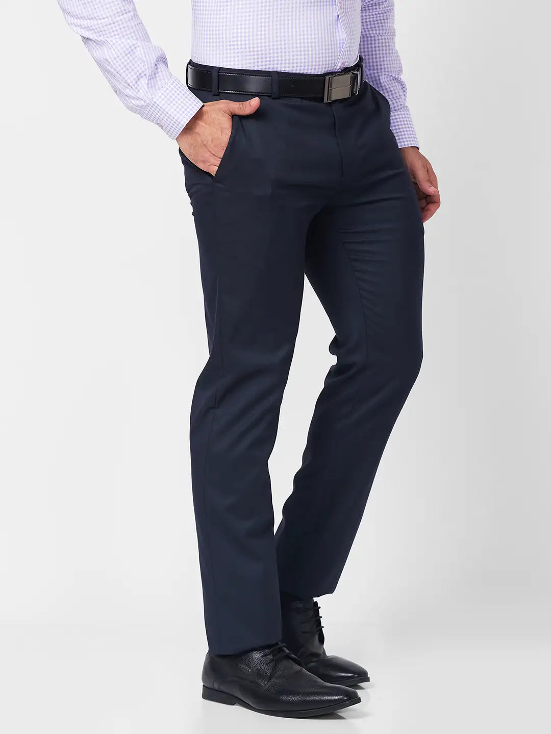Raymond Men Black Structure Slim Fit Polyester Blend Trouser