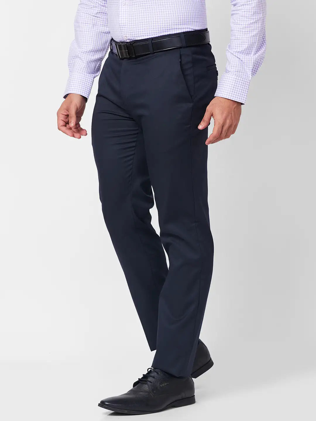 Raymond Men Black Structure Slim Fit Polyester Blend Trouser