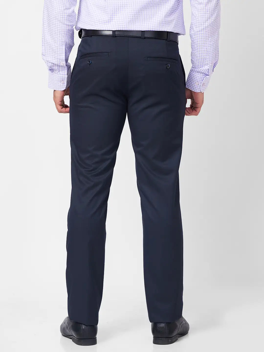 Raymond Men Black Structure Slim Fit Polyester Blend Trouser