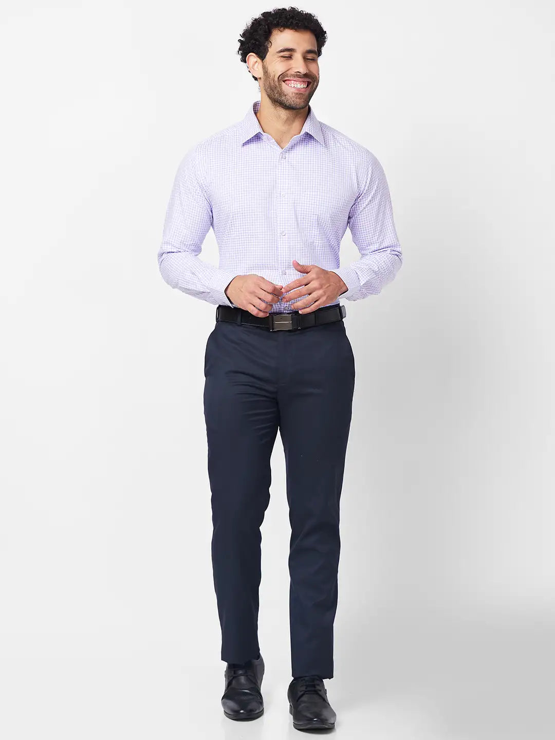 Raymond Men Black Structure Slim Fit Polyester Blend Trouser
