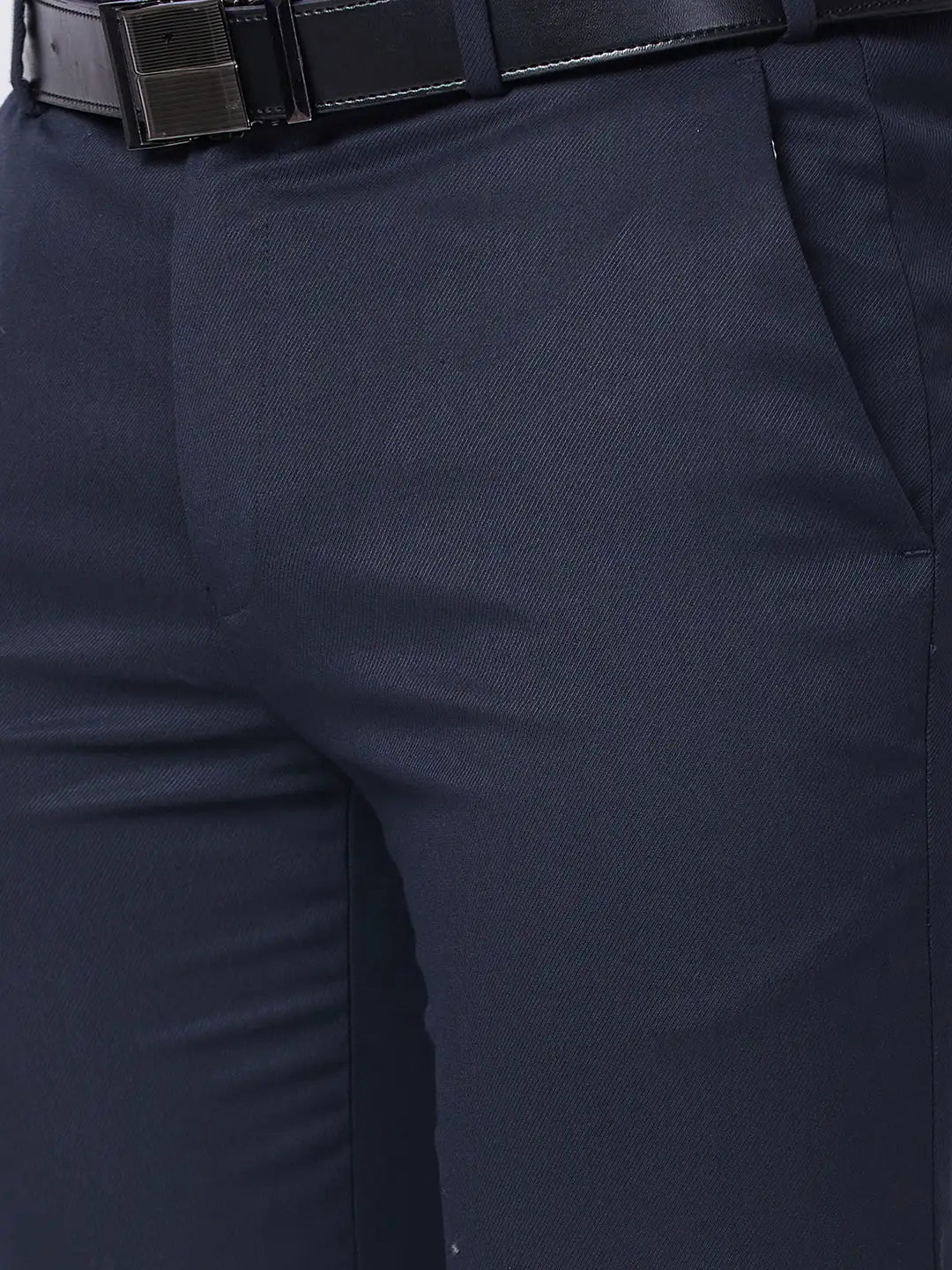 Raymond Men Black Structure Slim Fit Polyester Blend Trouser