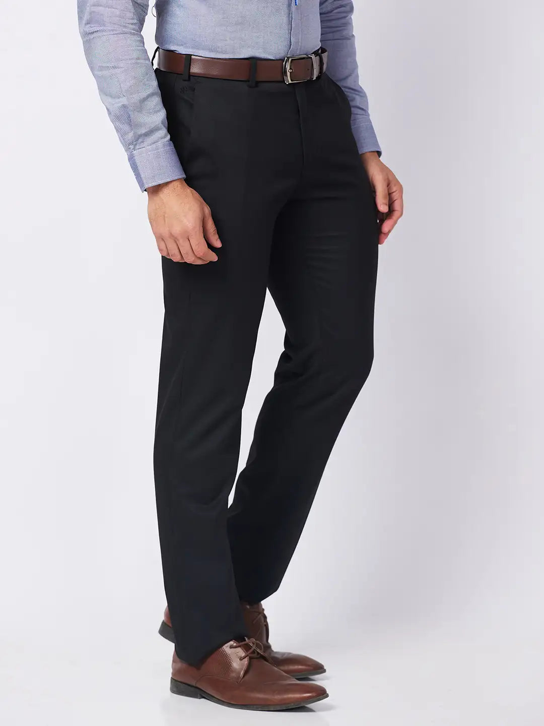 Raymond Men Brown Structure Slim Fit Polyester Blend Trouser