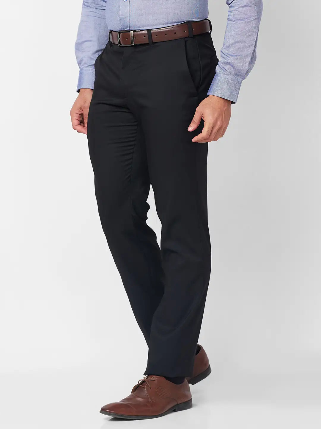 Raymond Men Brown Structure Slim Fit Polyester Blend Trouser