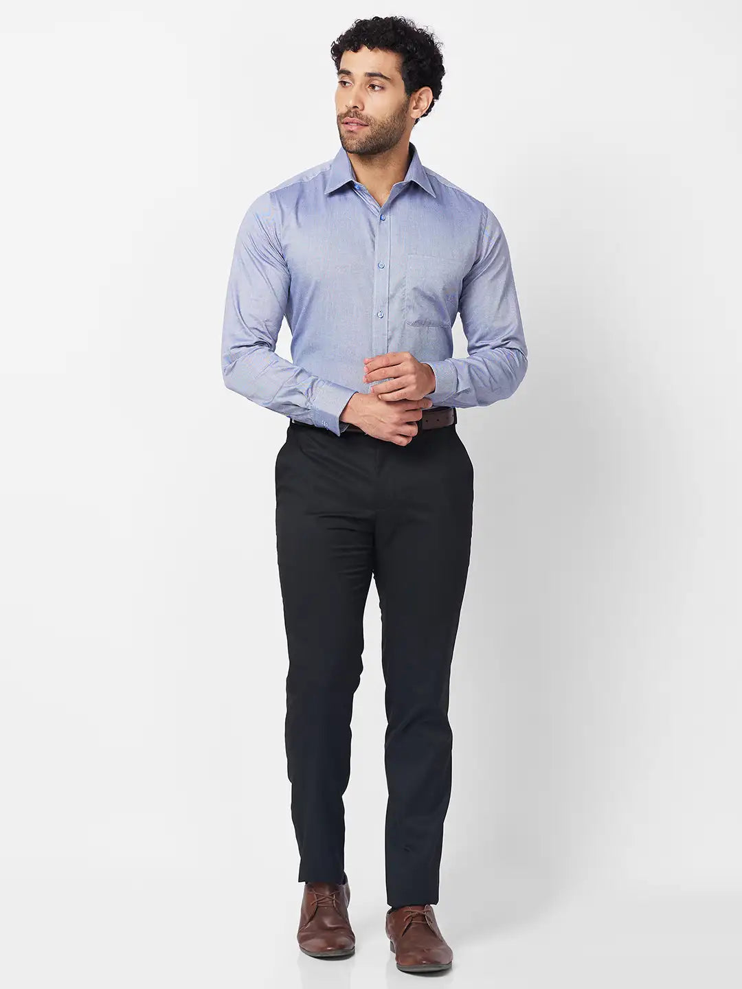 Raymond Men Brown Structure Slim Fit Polyester Blend Trouser