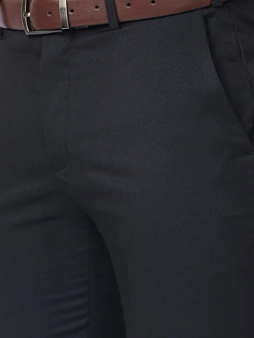 Raymond Men Brown Structure Slim Fit Polyester Blend Trouser