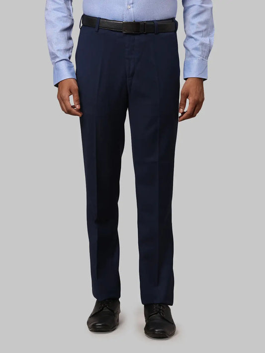Men Regular Fit Blue Trouser