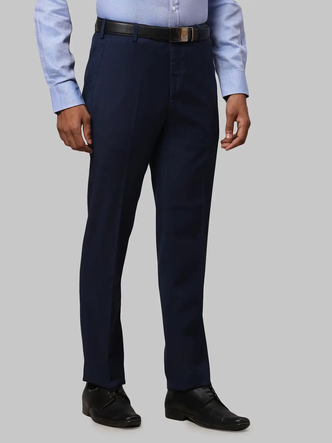 Men Regular Fit Blue Trouser