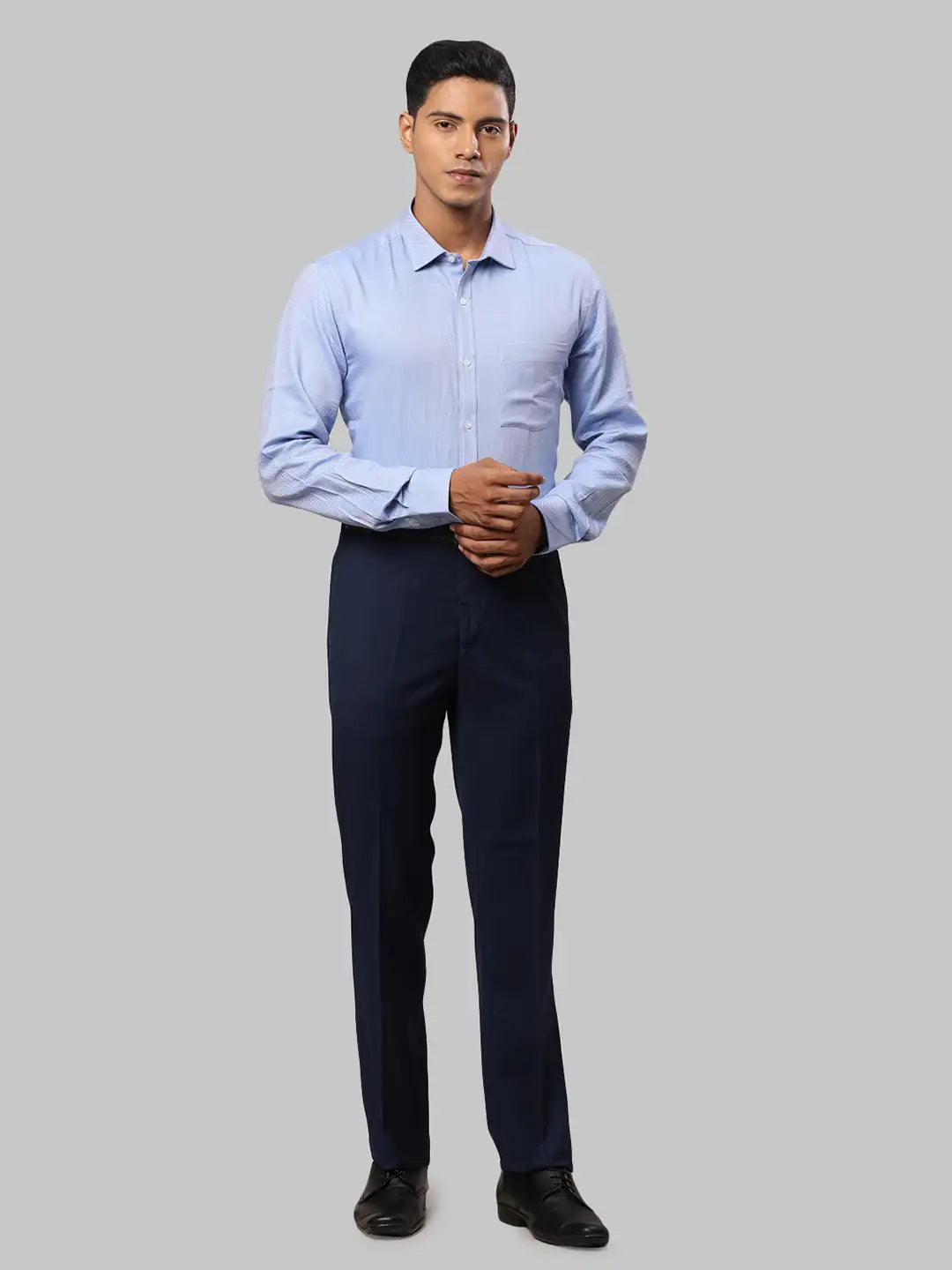 Men Regular Fit Blue Trouser