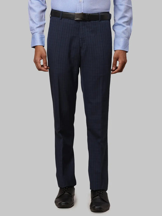 Men Regular Fit Blue Trouser