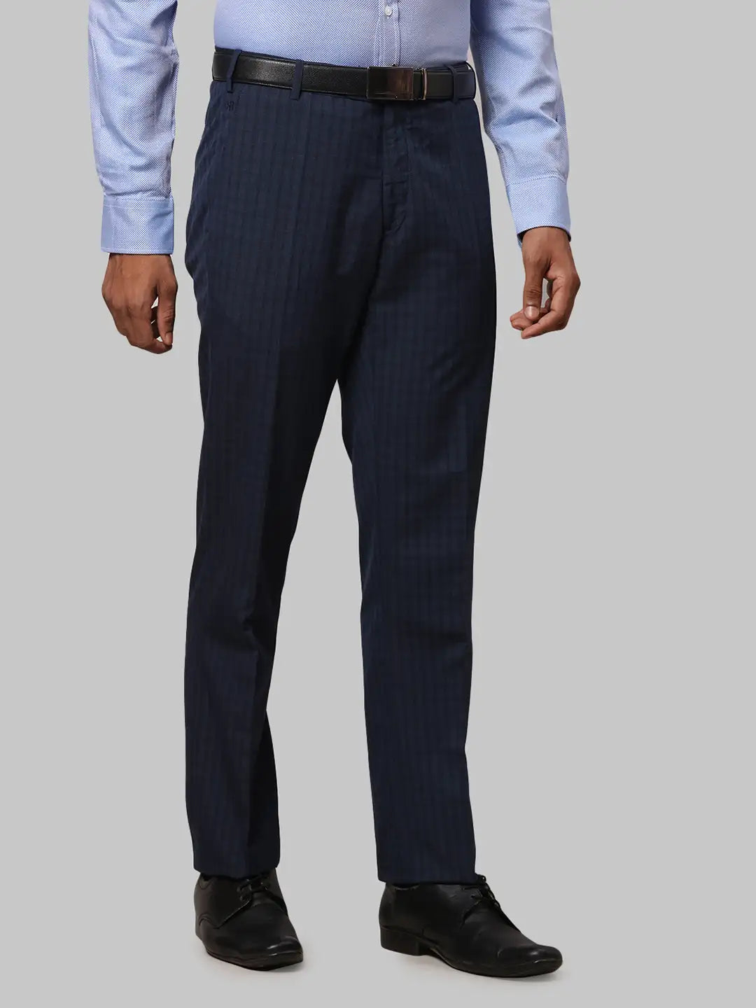 Men Regular Fit Blue Trouser