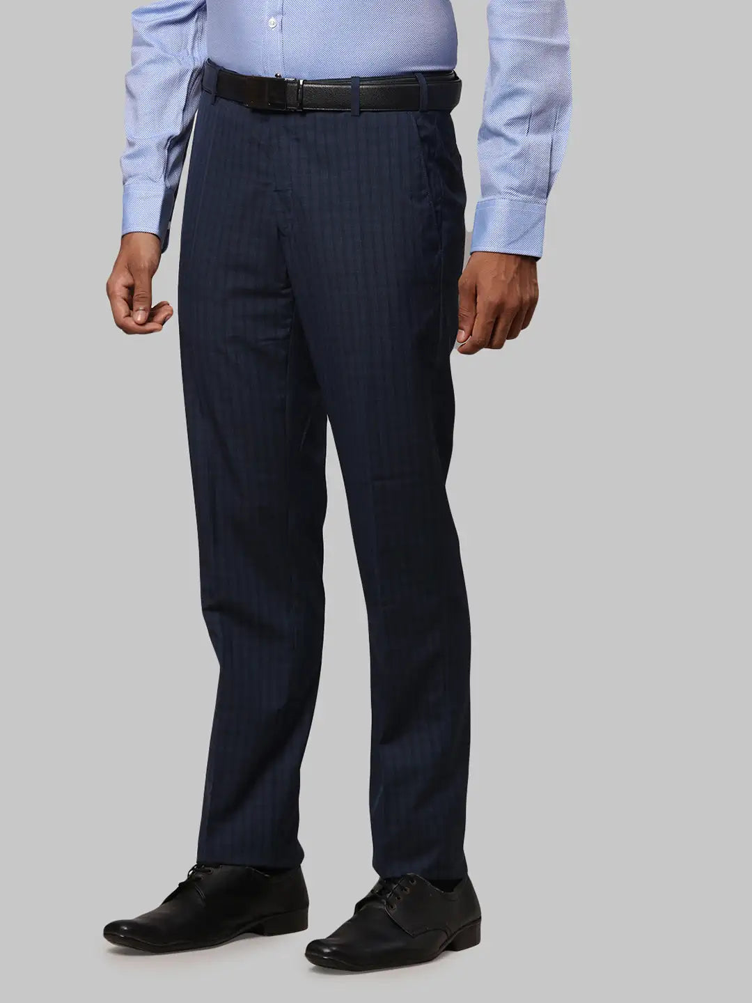 Men Regular Fit Blue Trouser