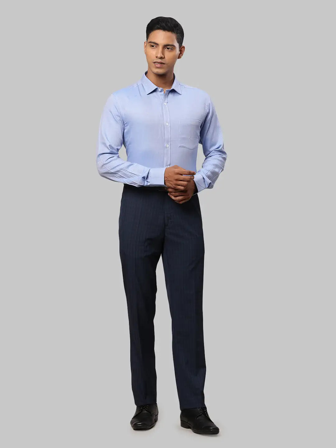 Men Regular Fit Blue Trouser