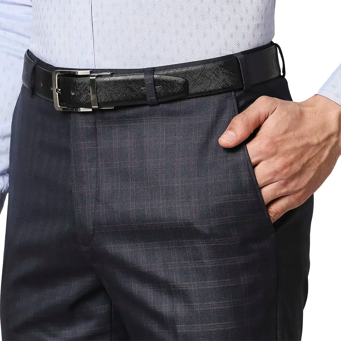Men Contemporary Fit Dark Blue Trouser