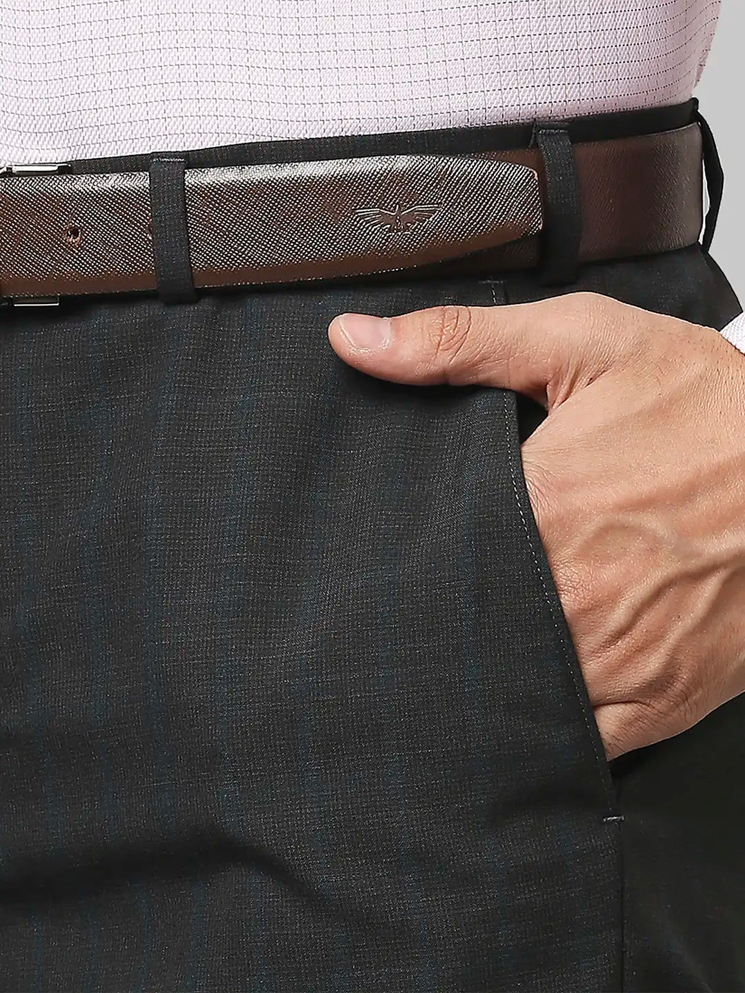 Men Contemporary Fit Dark Blue Trouser