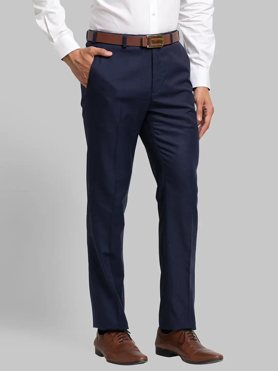 Men Regular Fit Grey Trouser