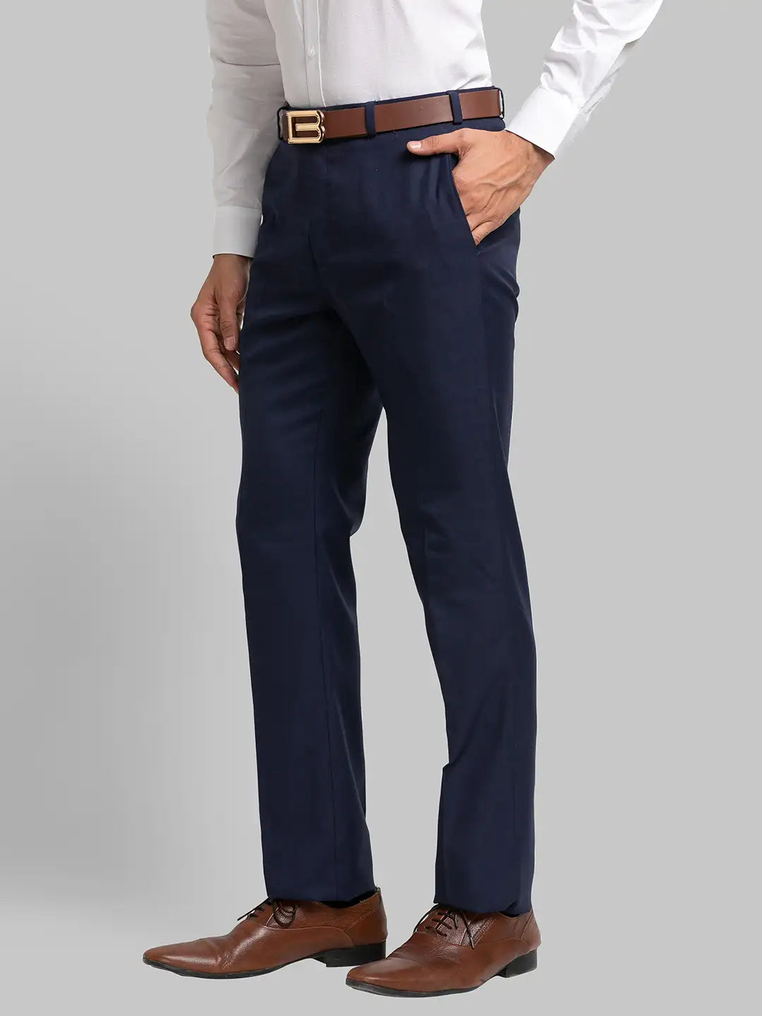 Men Regular Fit Grey Trouser
