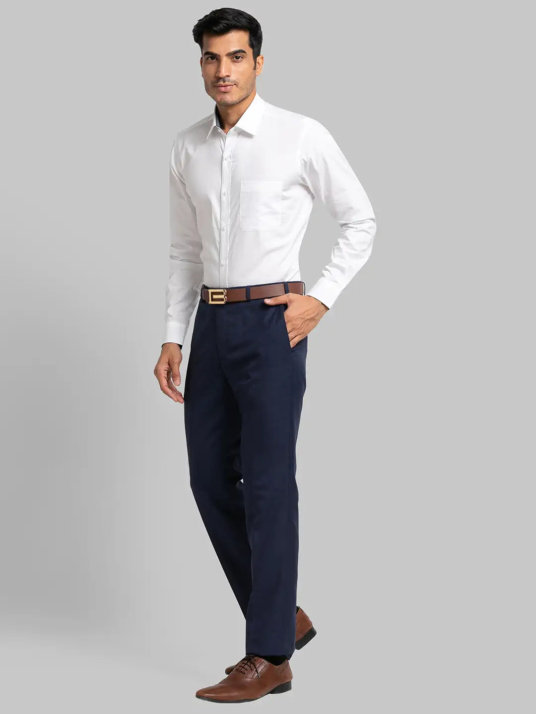 Men Regular Fit Grey Trouser