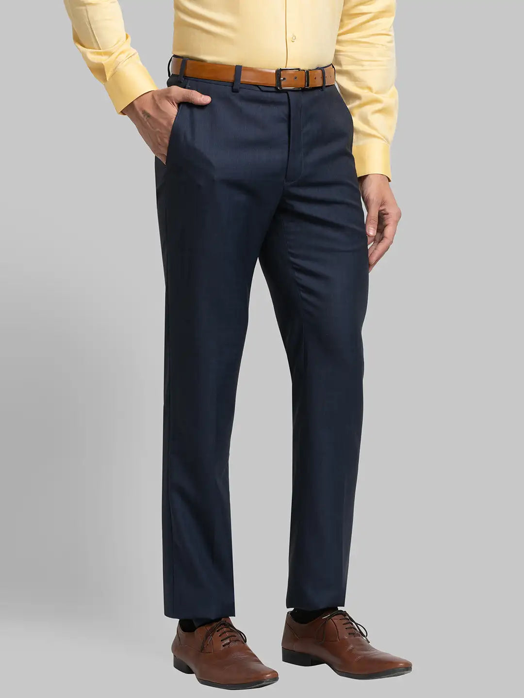 Men Regular Fit Grey Chinos & Trouser
