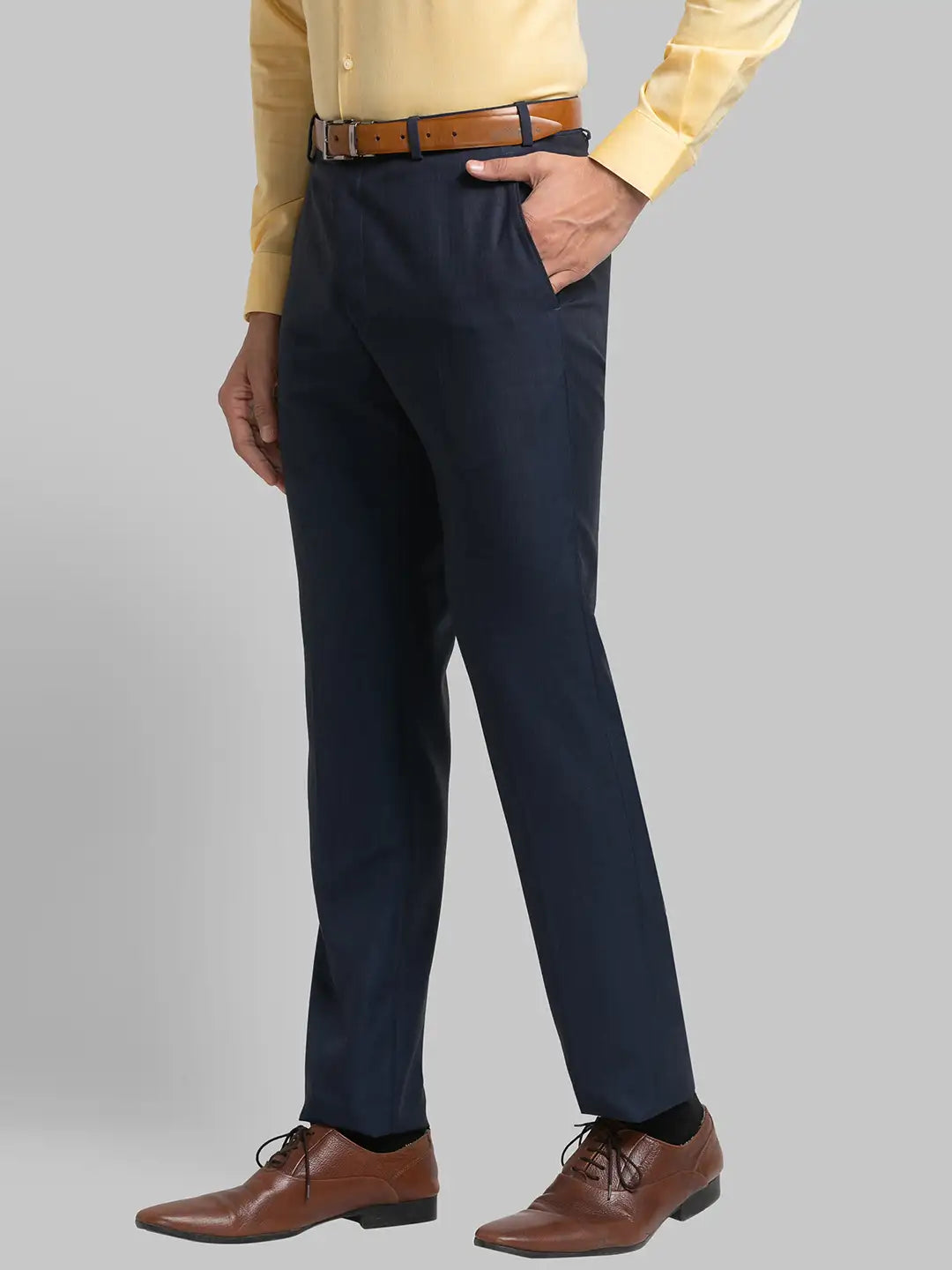 Men Regular Fit Grey Chinos & Trouser