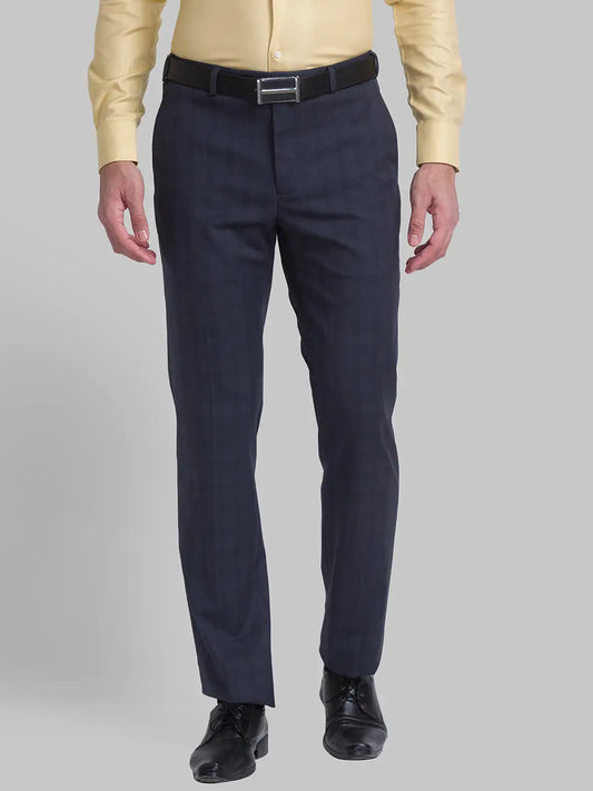 Men Regular Fit Blue Chinos & Trouser