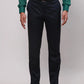 Men Blue Contemporary Fit Solid Polyester Blend Trouser