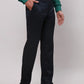 Men Blue Contemporary Fit Solid Polyester Blend Trouser