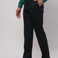 Men Blue Contemporary Fit Solid Polyester Blend Trouser