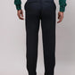 Men Blue Contemporary Fit Solid Polyester Blend Trouser