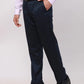 Men Blue Contemporary Fit Solid Polyester Blend Trouser