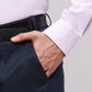 Men Blue Contemporary Fit Solid Polyester Blend Trouser