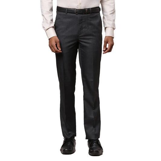 Men Black Contemporary Fit Checks Polyester Blend Trouser