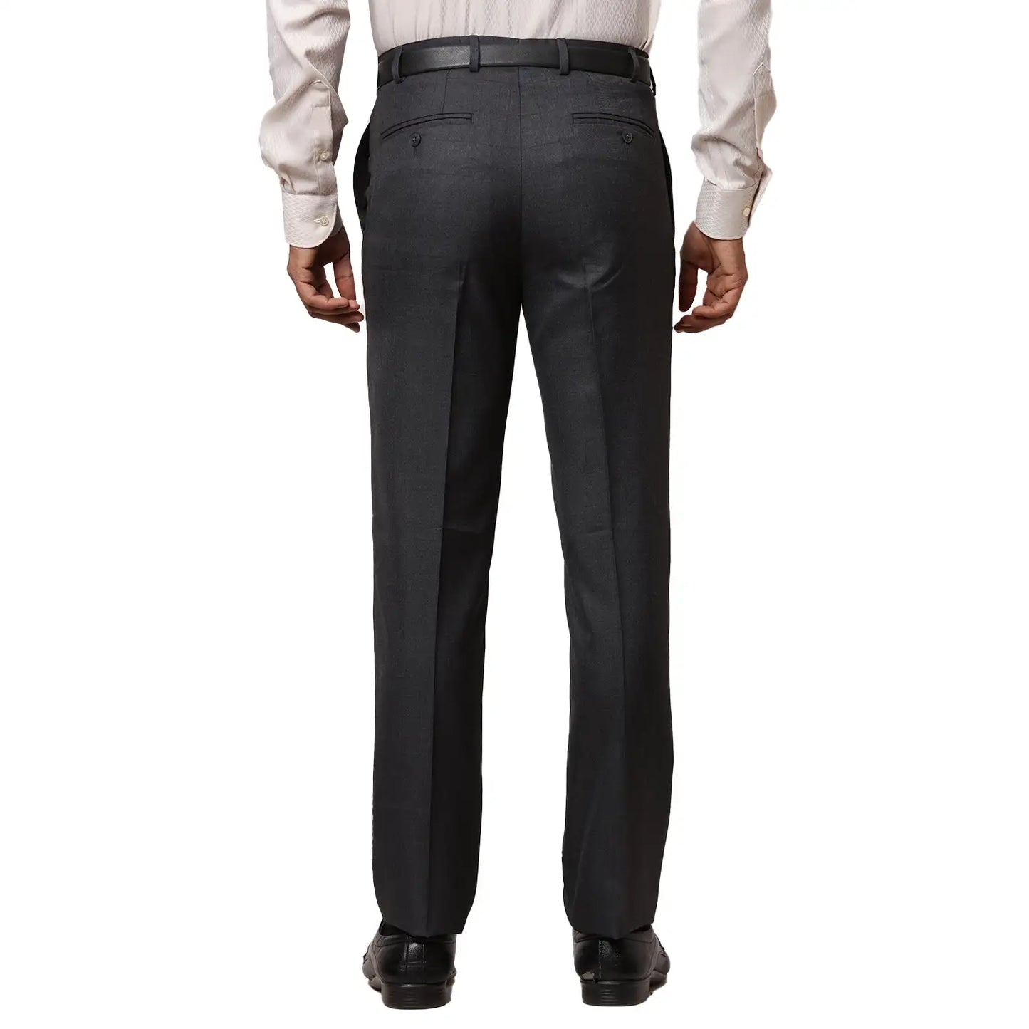 Men Black Contemporary Fit Checks Polyester Blend Trouser