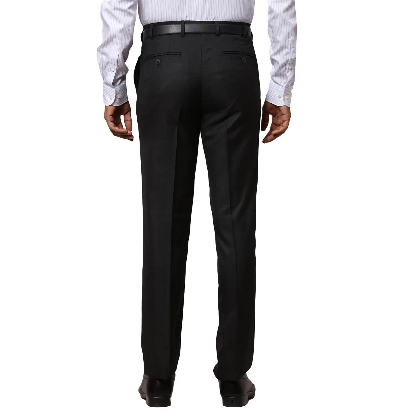 Men Blue Contemporary Fit Structure Polyester Blend Trouser
