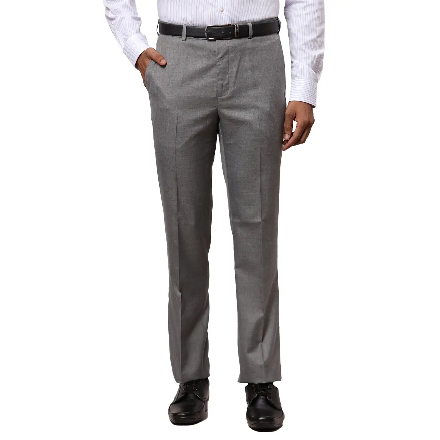 Men Blue Contemporary Fit Checks Polyester Blend   Trouser
