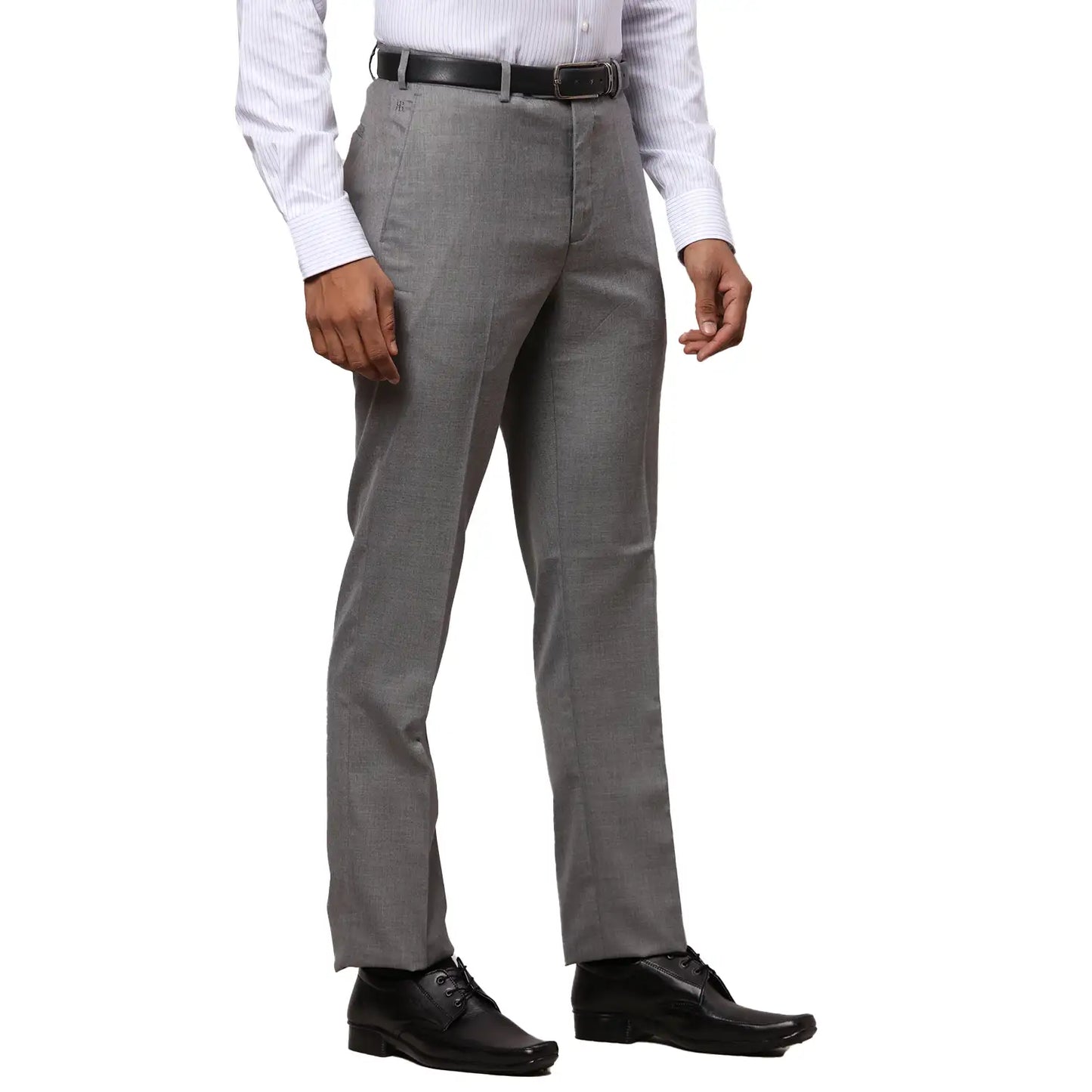 Men Blue Contemporary Fit Checks Polyester Blend   Trouser