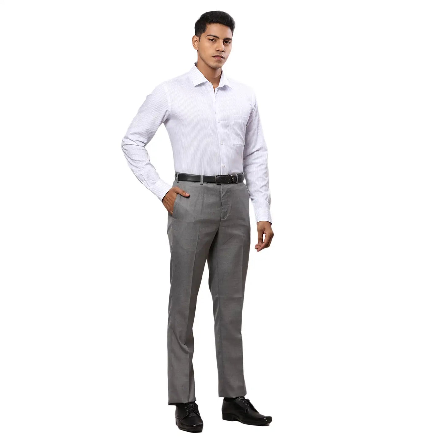 Men Blue Contemporary Fit Checks Polyester Blend   Trouser