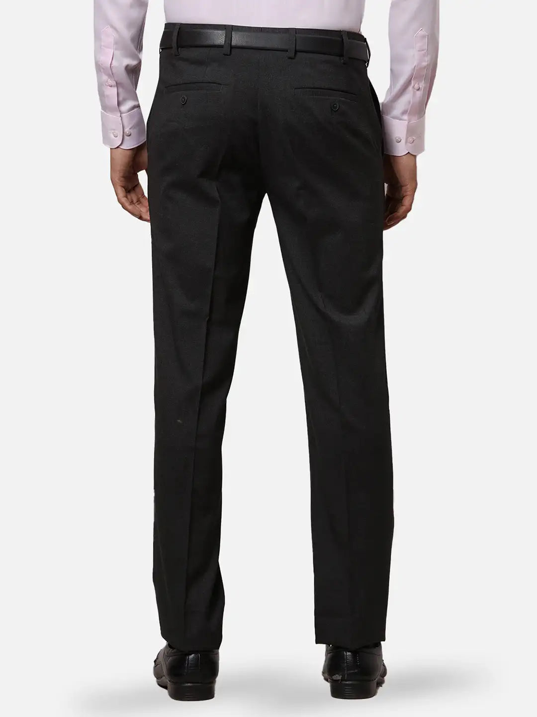 Raymond Men Blue Solid Contemporary Fit Polyester Blend Trouser
