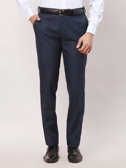 Raymond Men Grey Checks Slim Fit Polyester Blend Trouser