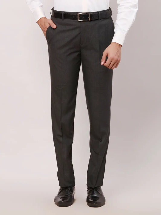 Raymond Men Blue Checks Slim Fit Polyester Blend Trouser