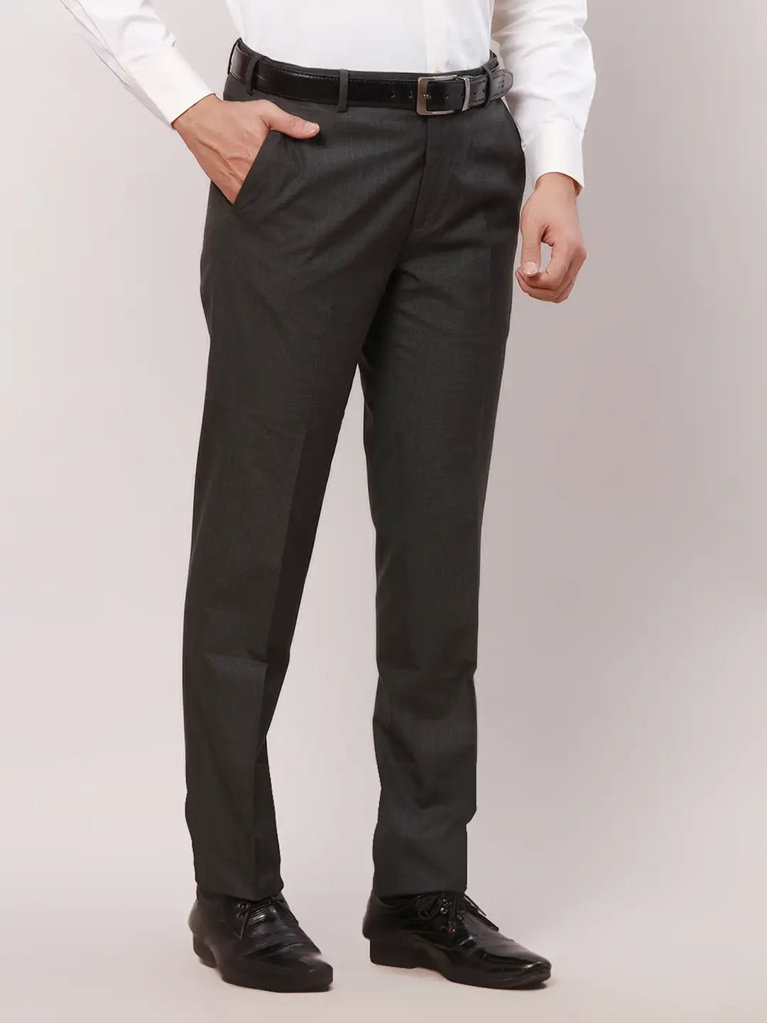 Raymond Men Blue Checks Slim Fit Polyester Blend Trouser