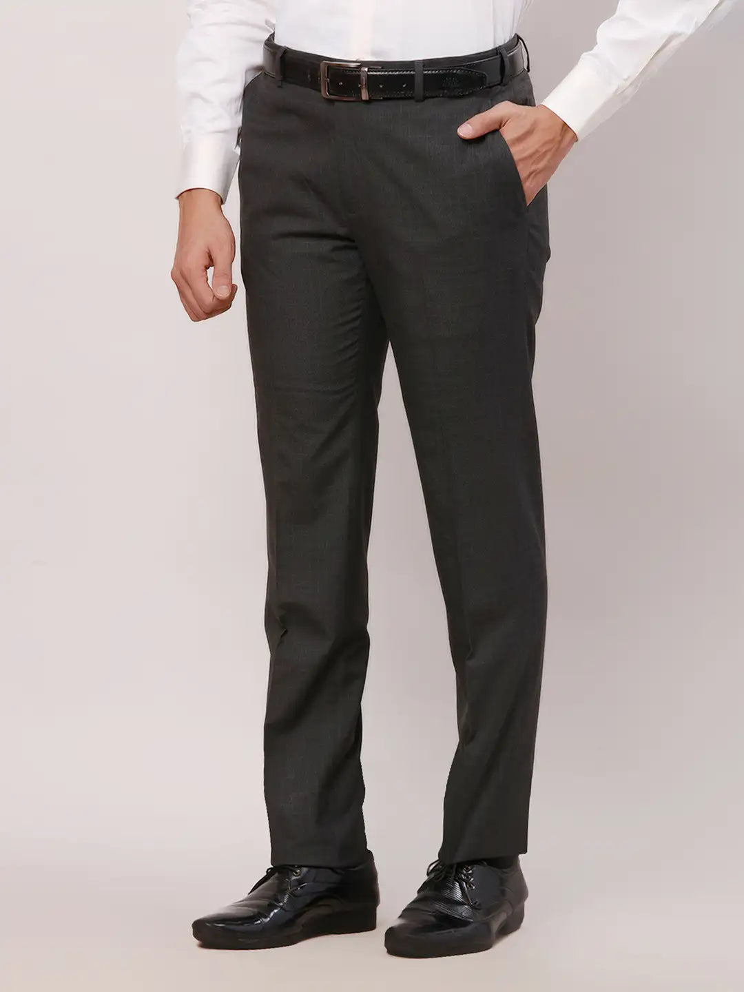 Raymond Men Blue Checks Slim Fit Polyester Blend Trouser